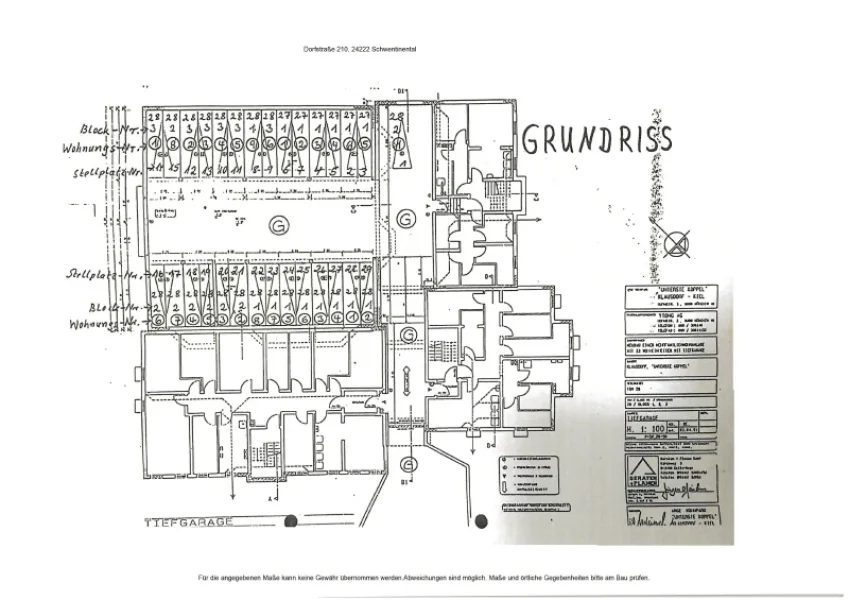 Grundriss Tiefgarage