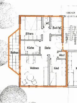 Grundriss - Wohnung mieten in Erbach - Erbach: 3-Zi.-Whg mit Balkon