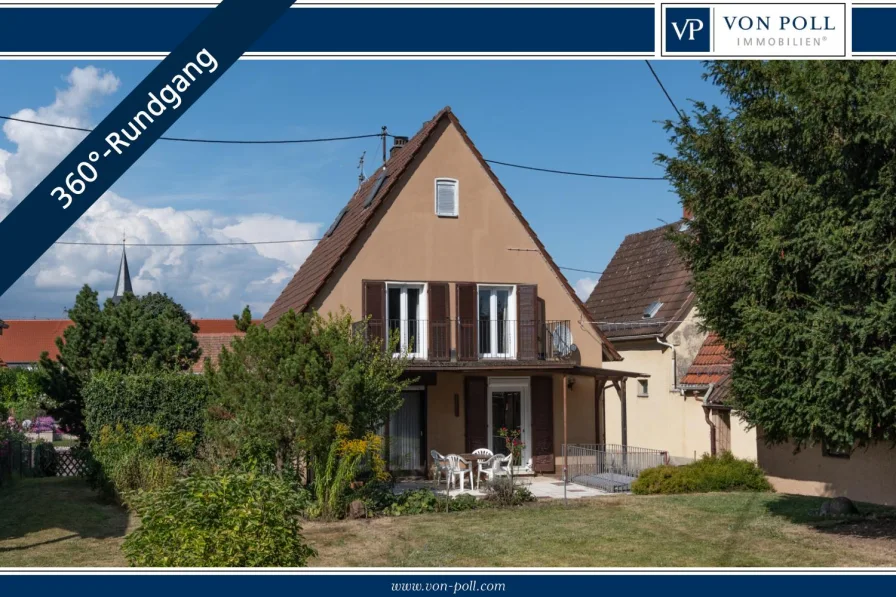 Hausansicht vom Garten aus - Haus kaufen in Landau in der Pfalz / Mörzheim - Charmantes Einfamilienhaus mit parkähnlichem Garten