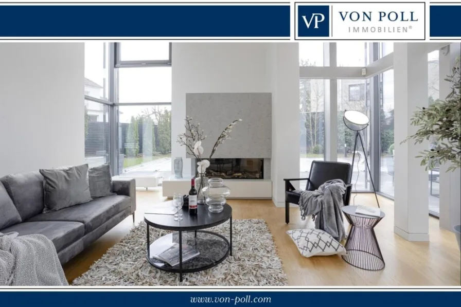 Wohnbereich l-logo - Haus kaufen in Dreieich - Einmalige Architektenvilla mit Pool in Bestlage - Buchschlag