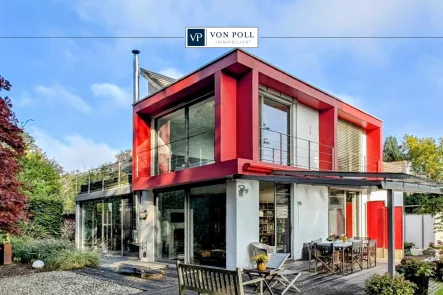 Hausansicht - Haus kaufen in Düsseldorf - Freistehendes Architektenhaus in toller Lage