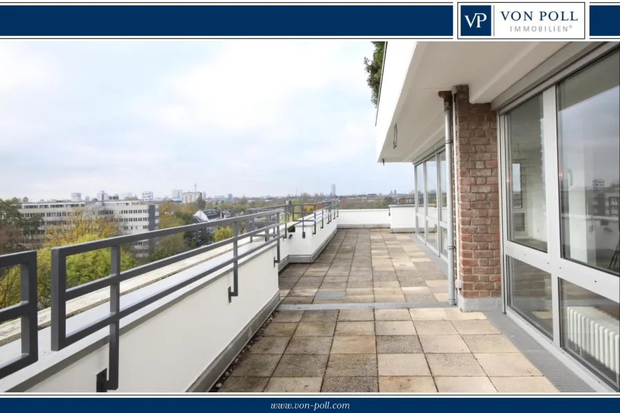 Terrasse - Wohnung mieten in Düsseldorf - Lichtdurchflutete 2-Zimmer Wohnung mit Dachterrasse und Balkon