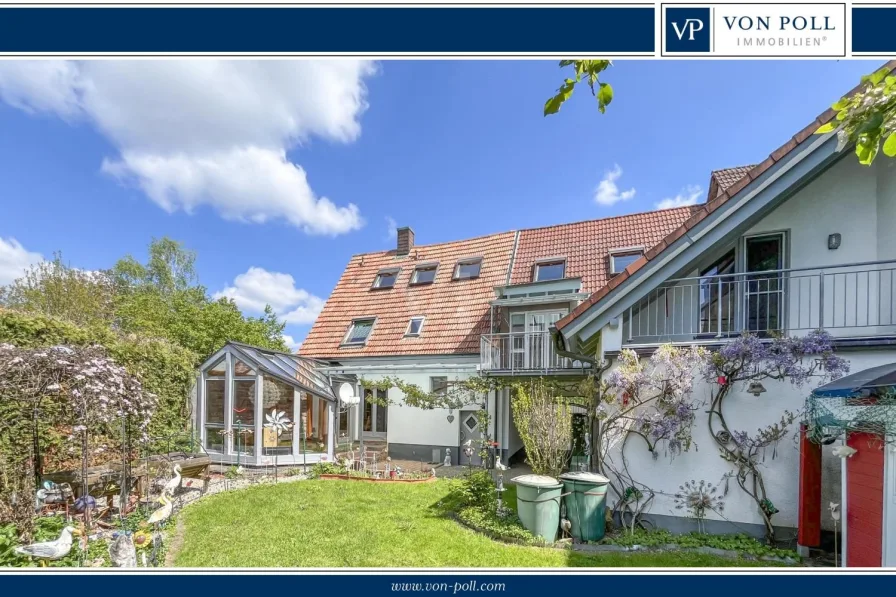 Gartenansicht - Haus kaufen in Karlsruhe / Thomashof - Geräumiges Familienhaus mit Wintergarten  und gepflegtem Garten