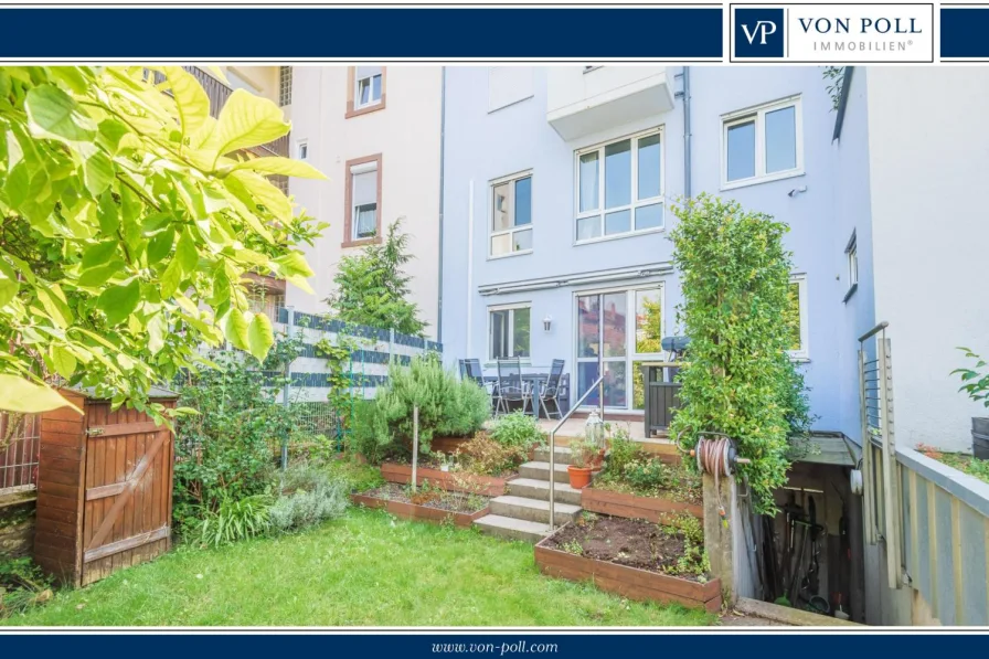 Gartenansicht - Wohnung kaufen in Karlsruhe / Durlach - 4 Zi-Maisonettewohnung in Durlach mit Garage, Terrasse und Garten