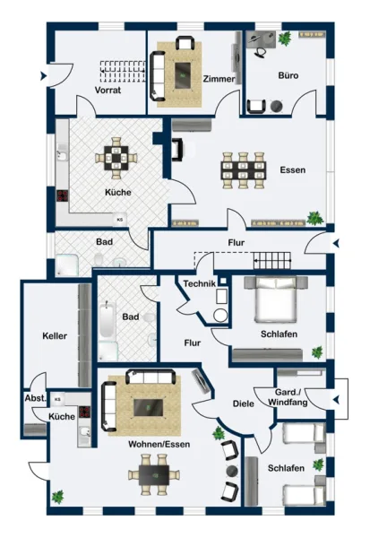 Erdgeschoss mit Ferienwohnung