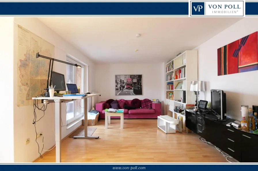 Wohnzimmer - Wohnung kaufen in Paderborn - Schön geschnittene 2-Zimmer-Wohnung mit zwei Balkonen