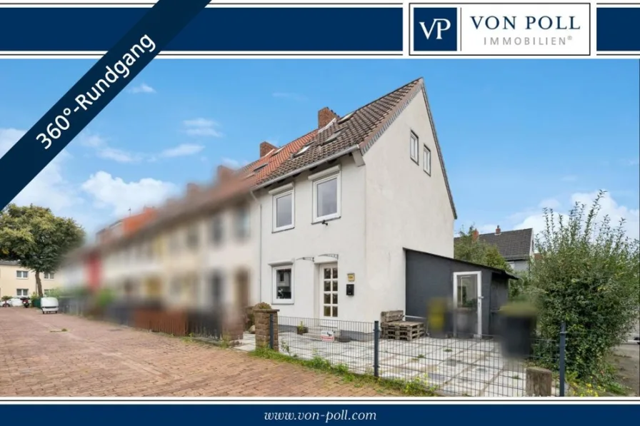 Frontansicht - Haus kaufen in Bremen - Gepflegtes und teilmodernisiertes Reihenendhaus mit zusätzlicher Nutzfläche im Untergeschoss