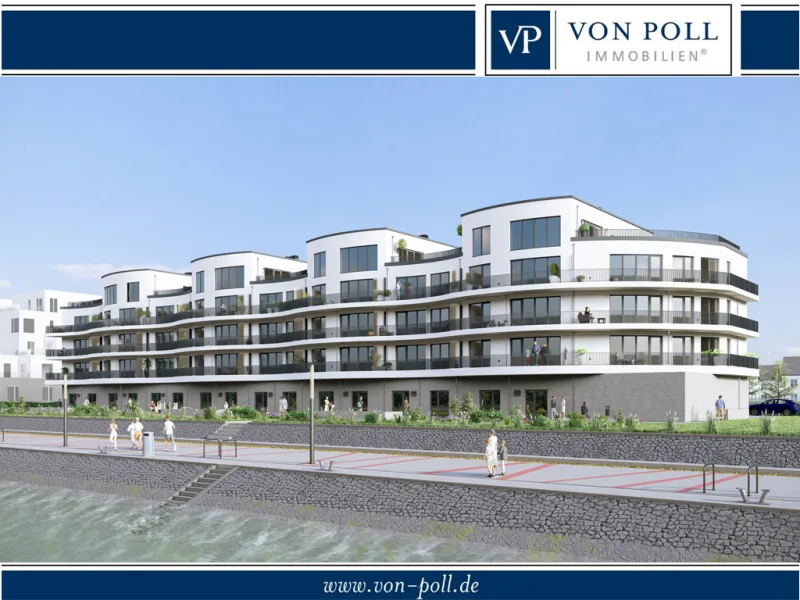 Graf Bismarck_Graf1 - Wohnung kaufen in Gelsenkirchen - Exklusive Panoramawohnung mit malerischem Wasserblick – Schlaf- und Wohnzimmer mit Zugang zum Balkon
