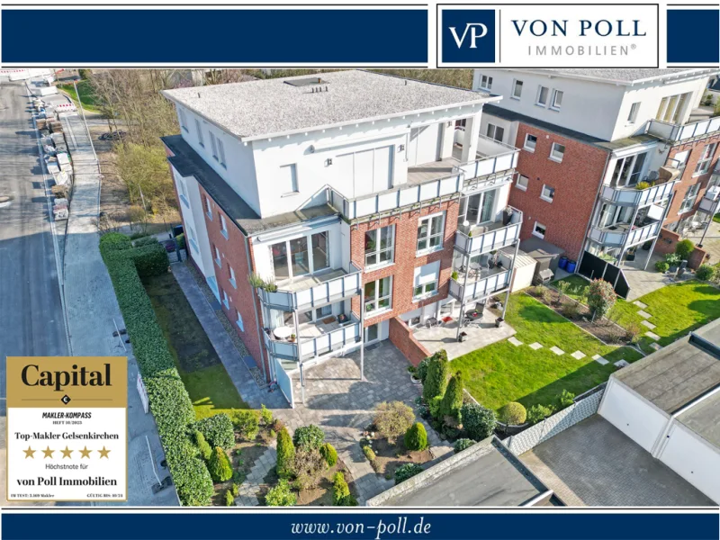 Stadtvilla - Wohnung kaufen in Bottrop / Kirchhellen - Seniorengerechte Erdgeschosswohnung mit pflegeleichtem Garten in junger Stadtvilla mit Erdwärme