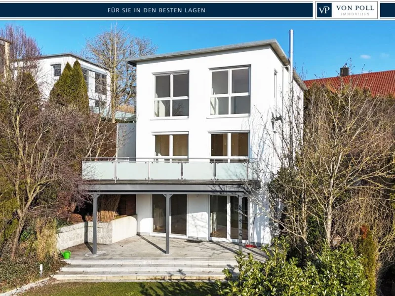 Rückansicht - Haus kaufen in Landshut - Ihr neues Zuhause! Modernes Einfamilienhaus in Top-Lage am Birkenberg mit Garten & Balkon