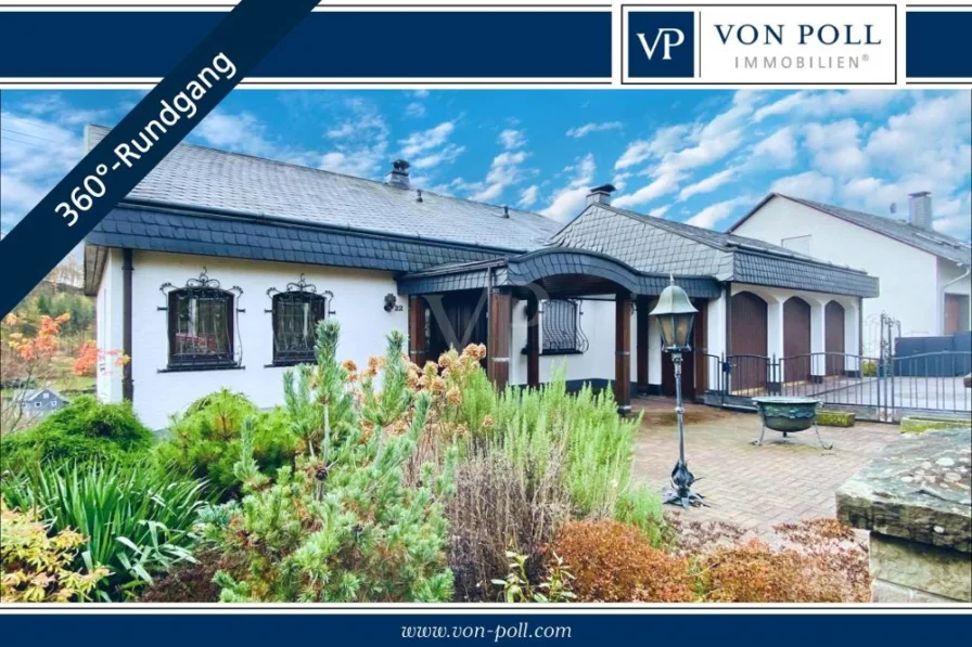 Titelbild mit 360 Grad - Haus kaufen in Netphen / Dreis-Tiefenbach - Exklusives, stilvolles Einfamilienhaus mit herrlichem Weitblick in Dreis-Tiefenbach