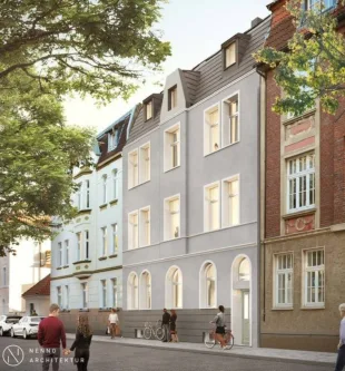 Front - Wohnung kaufen in Münster - Altbaucharme - über den Dächern des Kreuzviertels - Kernsanierte Maisonette-Wohnung mit Kamin und Süd-West-Terrasse