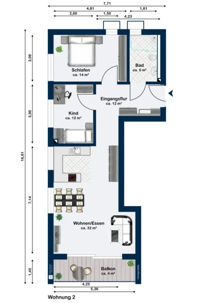 Grundriss Wohnung 2 Erdgeschoss