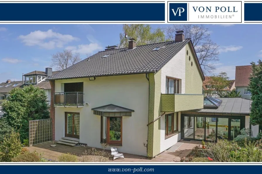 Ansicht Rückseite - Haus kaufen in Bochum / Eppendorf - Großzügiges Einfamilienhaus mit schönem Gartengrundstück in Top-Wohnlage am Südpark