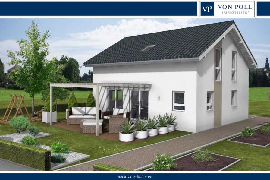 Terrassenansicht Projektierung - Haus kaufen in Wehrheim / Pfaffenwiesbach - Neubau-Einfamilienhaus in beliebter Lage in OT von Wehrheim - Massivbauweise; individuell gestaltbar