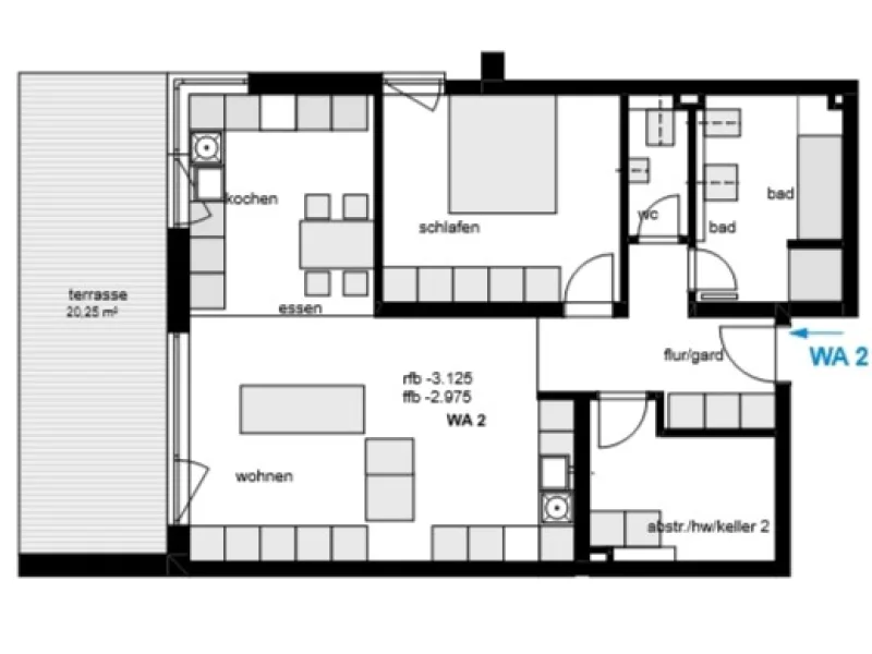 Grundriss, Wohnung 2 