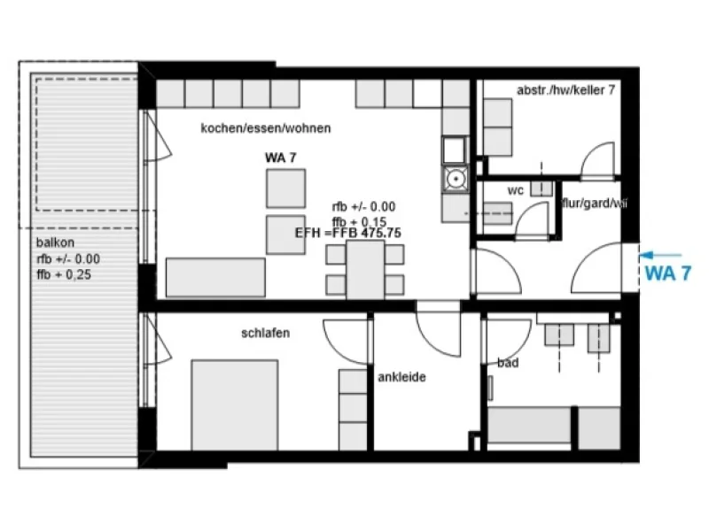 Grundriss, Wohnung 7 