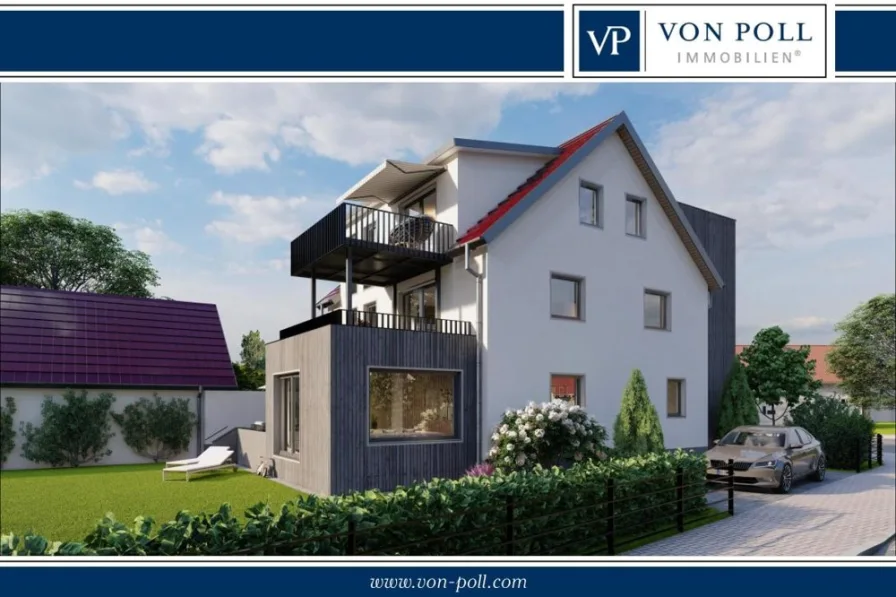 Titelbild  - Wohnung kaufen in Wassertrüdingen - Zukunftsweisende 3-Zimmer-Hochparterre-Whg m. Terrasse u. Garten-KfW 40 Standard Energieausweis A+