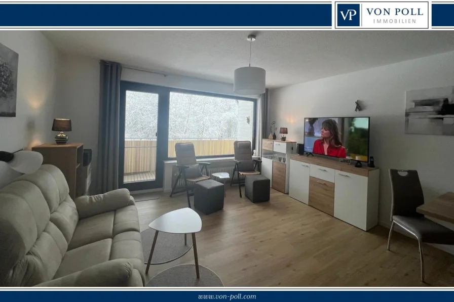 Wohnzimmer - Wohnung kaufen in Goslar / Hahnenklee - Sanierte Zweizimmer-(Ferien-) Wohnung mit ca. 56 m² mit Tiefgaragenstellplatz in Hahnenklee