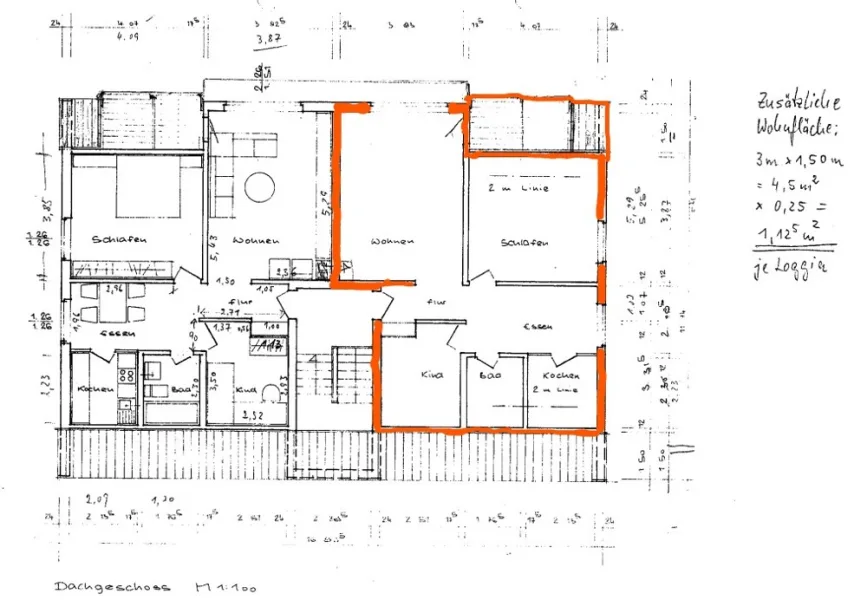 Grundriss markiert DG - WE 6