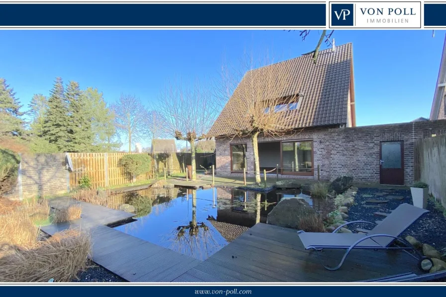 Ansicht Garten - Haus mieten in Bocholt - Charmantes Einfamilienhaus mit Gartenteich und Garage