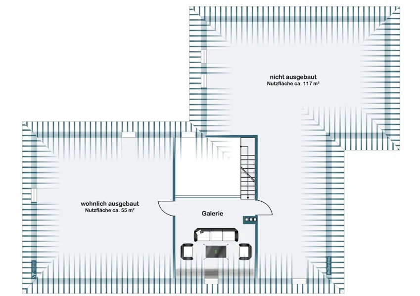 weitere ausbaufähige Nutzflächen im Dachgeschoss