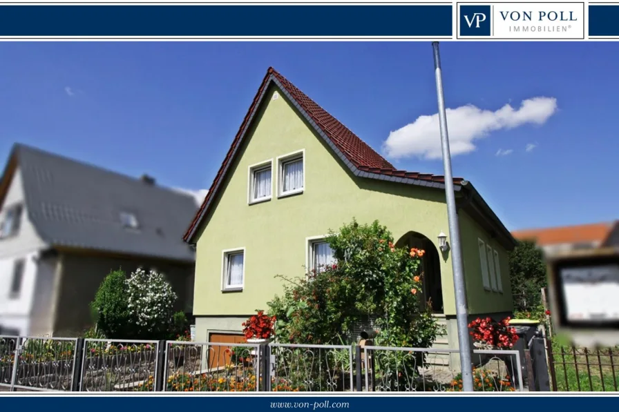 https://www.von-poll.com/de/weimar - Haus kaufen in Ilmtal-Weinstraße Oßmannstedt - Gepflegtes Siedlungshaus in Oßmannstedt