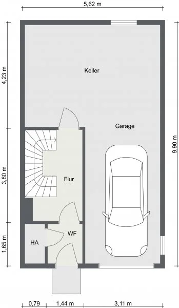 Keller mit Bemaßung