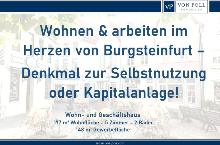 Titelbild - Haus kaufen in Steinfurt - Wohnen & arbeiten im Herzen von Burgsteinfurt – Denkmal zur Selbstnutzung oder Kapitalanlage!