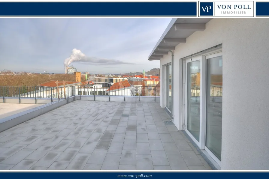 City-Neckar-Blick_Terrasse_VPI - Wohnung kaufen in Heilbronn - Ihr Traum-Penthouse wartet auf Sie – ein Ort zum Verlieben!