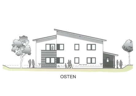 Ansicht Osten - Wohnung kaufen in Schorndorf - Neubau- EG Wohnung mit individuellen Gestaltungsmöglichkeiten