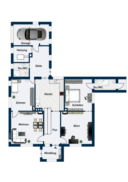 Grundriss EG Wohnung 1 und Teilbereiche WHG 3