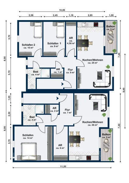 Grundriss Optionen DG