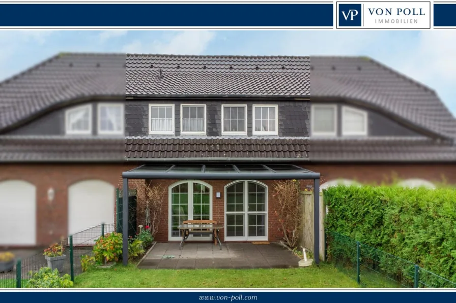 Ansicht - Haus kaufen in Dornum / Dornumergrode - Gepflegtes Reihenmittelhaus mit Blick über Felder in ruhiger Lage