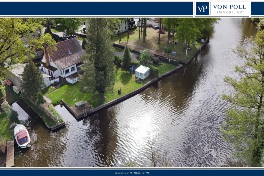 Vogelperspektive - Haus kaufen in Königs Wusterhausen - Einfamilienhaus mit direktem Wasserzugang in perfekter Südlage an der Dahme