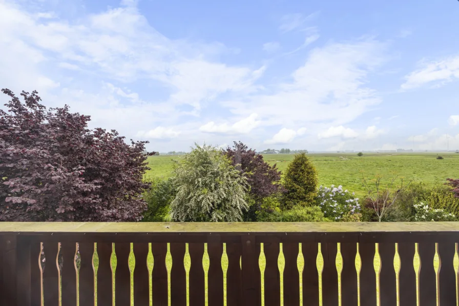 Blick in das Grüne vom Balkon im OG.