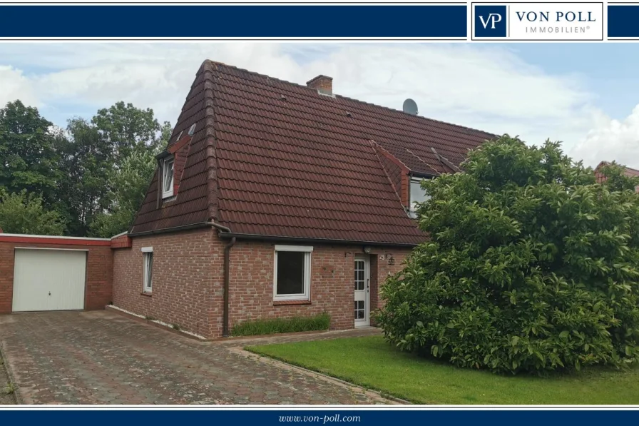 Ansicht_Vorderseite VP - Haus kaufen in Sande / Cäciliengroden - Doppelhaushälfte in Cäci mit schönem Garten zum Sanieren