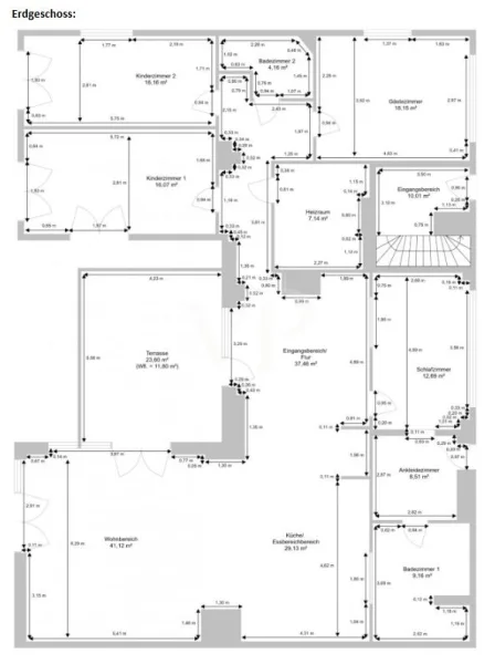 Grundrisse Erdgeschoss Flachbau