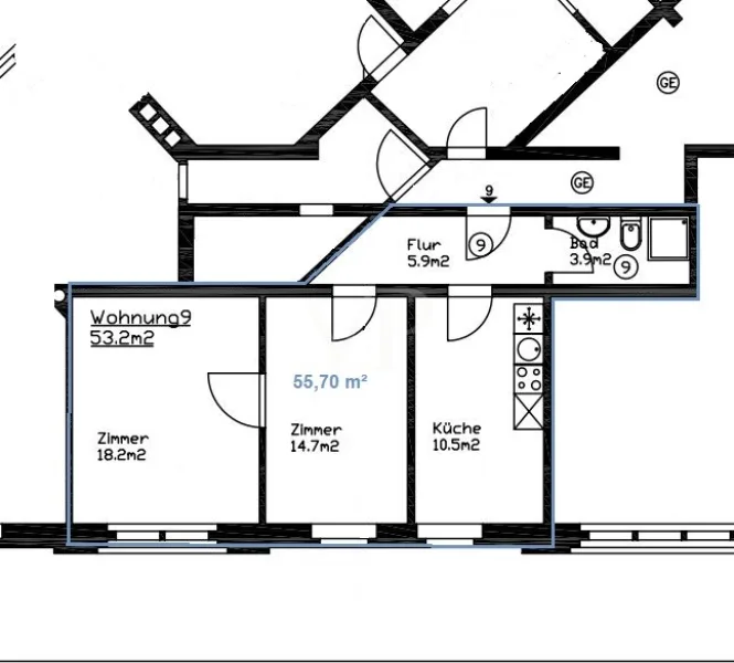 Grundriss Wohnung 9 