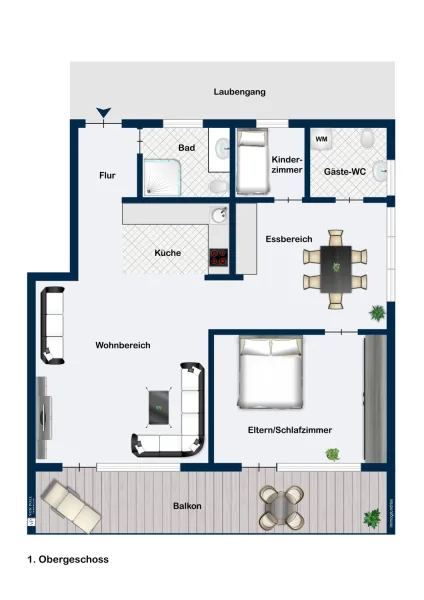 Grundriss - Wohnung kaufen in Langenargen - Genießen Sie den Bodensee – Vollmöblierte Ferienwohnung in Top-Lage!