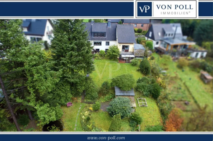 Hausansicht Drohne - Haus kaufen in Velbert / Langenhorst - Zweifamilienhaus in idyllischer Waldrandlage