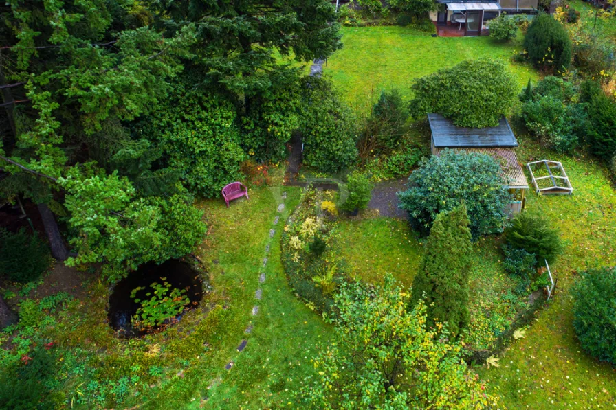 Drohnenaufnahme Garten