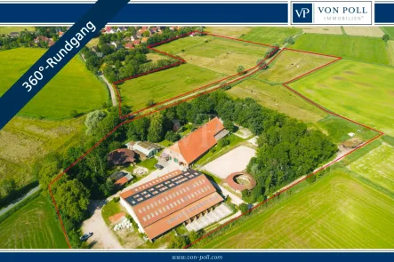 Titelbild - Land- und Forstwirtschaft kaufen in Wangerland - Küstennaher Reiterhof mit Reithalle und 5 Ferienwohnungen plus 7 ha. Land