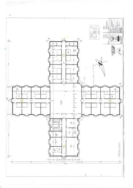 Grundriss Saal und Flügel A bis D