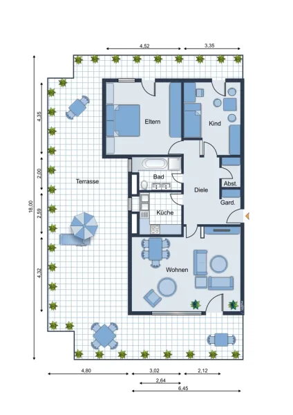 33889_661358_1781357_Jasminweg5-Penthouse_Grundriss_Bestellung_0_jpg_Penthaus_Nr_25_1900_2300_jpg.jpg - Wohnung kaufen in Stutensee - Provisionsfreie Eigentumswohnung in Blankenloch - Penthouse im 6.OG mit 115 qm - 3 Zimmer - mit TG