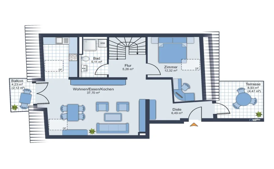 1. Ebene - Wohnung kaufen in Stutensee - Exklusiver Neubau Blankenloch Hauptstr.,3 Zimmer ca. 96 m² Maisonette, 2 TG-Plätze, Bezug Ende 2024