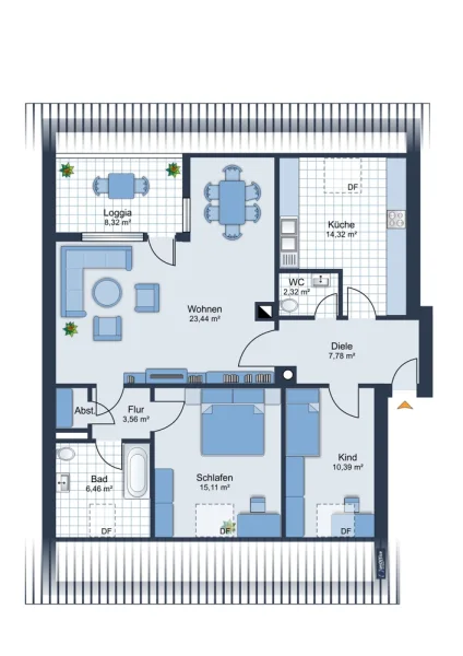  - Wohnung kaufen in Stuensee-Blankenloch - 4 Zimmerwohnung Stutensee-Blankenloch98 m² mit Loggia im DG, TG Stellplatzz.Zt. gut vermietet