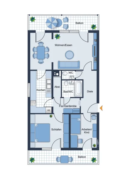 33889_681828_1825631_Rings5a-113_Grundriss_Scan_jpg_1_OG_3_Zimmerwohnung_1900_2300_jpg.jpg - Wohnung kaufen in Stutensee - Gemütliche 3,5 Zi. Wohnung in Blankenloch85 qm, 2 Balkone, TG-Platz, 1. OG Fahrstuhlsofort frei