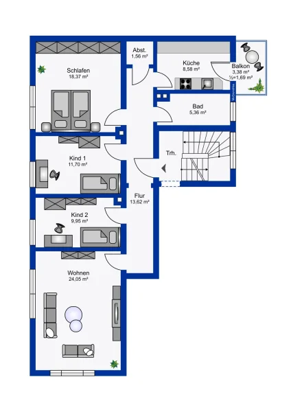Titelbild  - Wohnung kaufen in Schweinfurt - Sofort bezugsfrei 4-Zimmerwohnung mit zusätzlichen Dachstudio und Wintergarten
