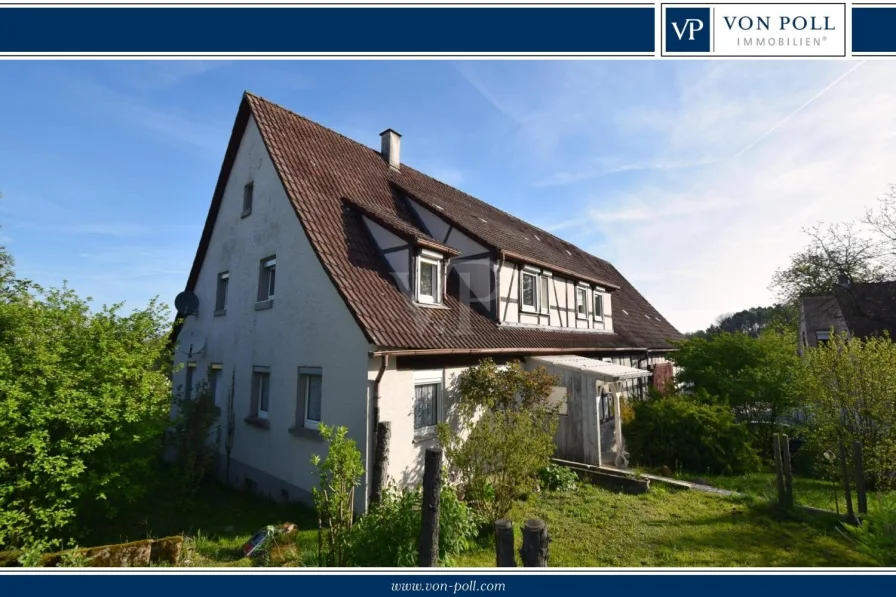 Titelbild - Haus kaufen in Wallhausen - Ihr Wohnerlebnis im Grünen - Großes Bauernhaus mit Scheunenanbau und Hallengebäude bei Wallhausen